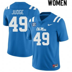 Women Sean Judge Powder Blue Ole Miss Rebels College Football #49 Jersey 955458-623