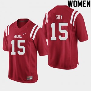Women Sellers Shy Red Ole Miss College Football #15 Jersey 580464-615