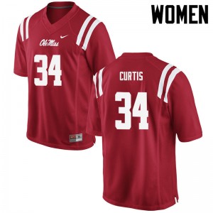 Women Shawn Curtis Red University of Mississippi College Football #34 Jersey 526165-362