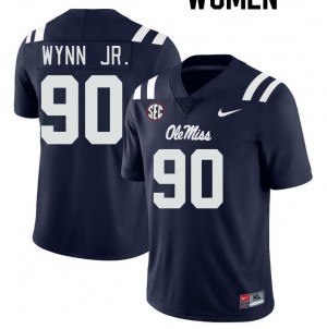 Women Stephon Wynn Jr. Navy Ole Miss College Football #90 Jersey 810611-721