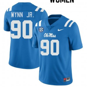Women Stephon Wynn Jr. Powder Blue Ole Miss College Football #90 Jersey 445618-790