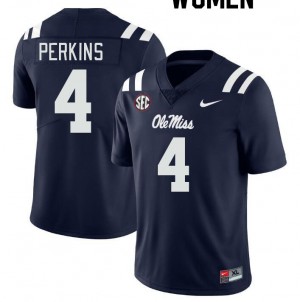 Women Suntarine Perkins Navy Rebels College Football #4 Jersey 903991-753