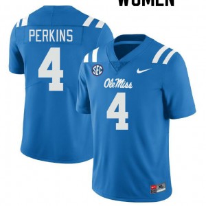 Women Suntarine Perkins Powder Blue University of Mississippi College Football #4 Jersey 270740-290