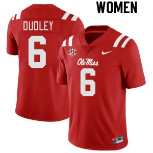 Women TJ Dudley Red Ole Miss College Football #6 Jersey 239078-722