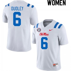 Women TJ Dudley White University of Mississippi 2024 New College Football #6 Jersey 735080-494