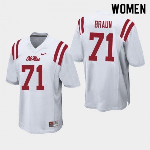 Women Tobias Braun White Rebels College Football #71 Jersey 195803-355