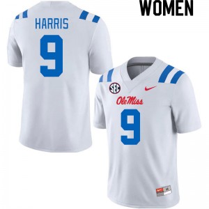 Women Tre Harris White University of Mississippi 2024 New College Football #9 Jersey 743364-550