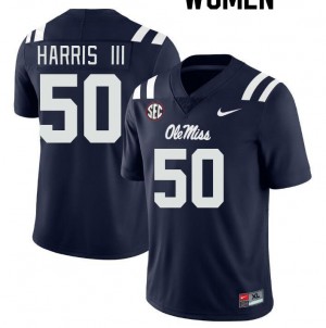 Women Tres Harris III Navy Ole Miss College Football #50 Jersey 211158-270