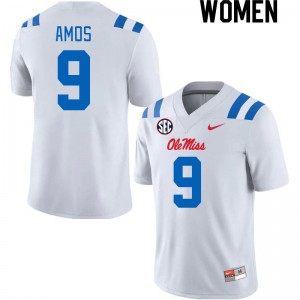 Women Trey Amos White Ole Miss 2024 New College Football #9 Jersey 466529-297