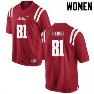 Women Trey Bledsoe Red Ole Miss Rebels College Football #81 Jersey 389141-535