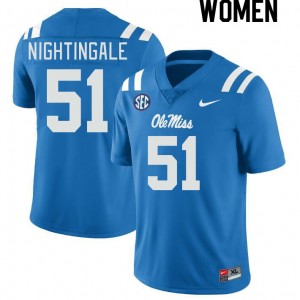 Women Trey Nightingale Powder Blue Ole Miss College Football #51 Jersey 759927-167