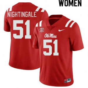 Women Trey Nightingale Red University of Mississippi College Football #51 Jersey 434382-401