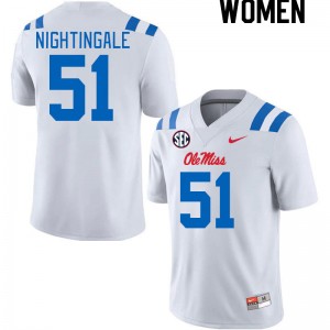 Women Trey Nightingale White Ole Miss Rebels 2024 New College Football #51 Jersey 668528-568