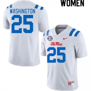 Women Trey Washington White Ole Miss Rebels 2024 New College Football #25 Jersey 620433-496