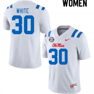 Women Trip White White Ole Miss 2024 New College Football #30 Jersey 332070-455