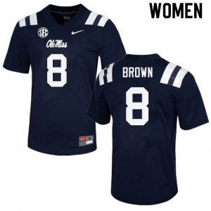 Women Troy Brown Navy Ole Miss Rebels College Football #8 Jersey 790319-518
