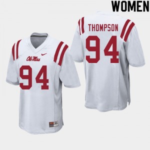 Women Walker Thompson White Rebels College Football #94 Jersey 393058-969