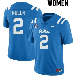 Women Walter Nolen Powder Blue University of Mississippi College Football #2 Jersey 866373-775