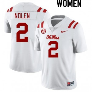 Women Walter Nolen White University of Mississippi College Football #2 Jersey 694613-201