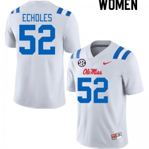 Women William Echoles White Ole Miss 2024 New College Football #52 Jersey 797363-978