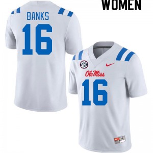 Women Yam Banks White Ole Miss 2024 New College Football #16 Jersey 228441-984