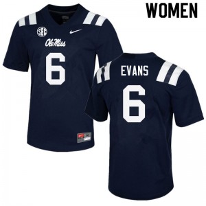 Women Zach Evans Navy University of Mississippi College Football #6 Jersey 201019-911