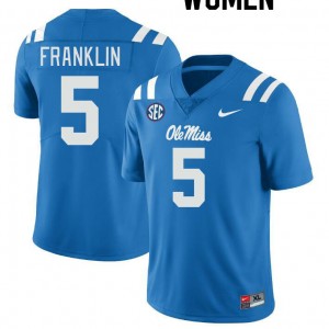 Women Zakhari Franklin Powder Blue University of Mississippi College Football #5 Jersey 746936-945