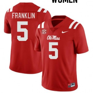 Women Zakhari Franklin Red Ole Miss College Football #5 Jersey 617315-452