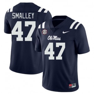 Men Wyatt Smalley Navy Ole Miss Rebels College Football #47 Jersey 846624-797