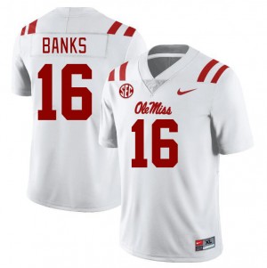 Men Yam Banks White Ole Miss College Football #16 Jersey 197543-296