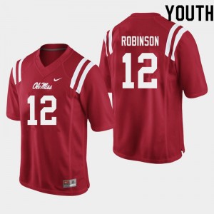 Youth Austrian Robinson Red Rebels College Football #12 Jersey 996448-195