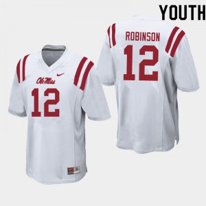 Youth Austrian Robinson White University of Mississippi College Football #12 Jersey 801188-246