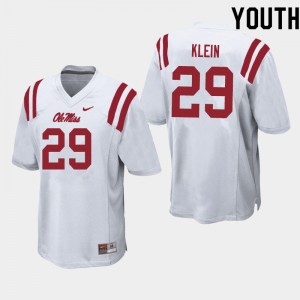 Youth Campbell Klein White Rebels College Football #29 Jersey 896083-963