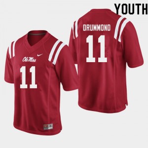 Youth Dontario Drummond Red Ole Miss College Football #11 Jersey 204983-786