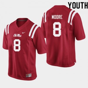 Youth Elijah Moore Red University of Mississippi College Football #8 Jersey 126609-815
