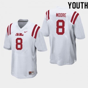 Youth Elijah Moore White Ole Miss College Football #8 Jersey 762850-385