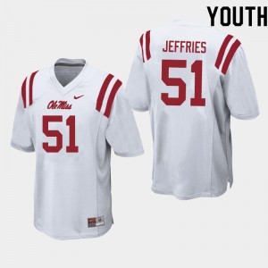 Youth Eric Jeffries White Ole Miss College Football #51 Jersey 446412-404