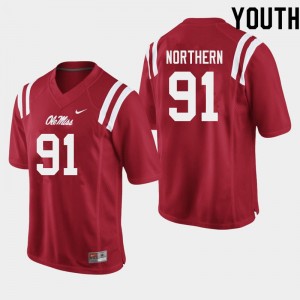 Youth Hal Northern Red Ole Miss College Football #91 Jersey 645342-388