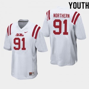 Youth Hal Northern White University of Mississippi College Football #91 Jersey 554856-864