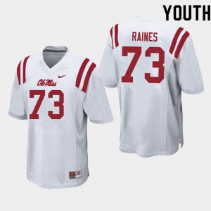 Youth John Raines White Rebels College Football #73 Jersey 318008-167
