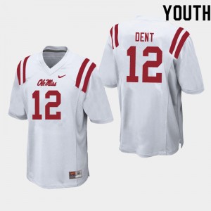 Youth Kinkead Dent White Ole Miss Rebels College Football #12 Jersey 236858-445