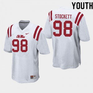 Youth Lawson Stockett White Ole Miss Rebels College Football #98 Jersey 485313-922