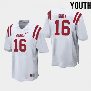 Youth Luke Knox White University of Mississippi College Football #16 Jersey 977209-730