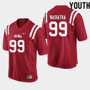 Youth Patrick Nasiatka Red University of Mississippi College Football #99 Jersey 153321-295