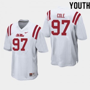 Youth Spencer Cole White Ole Miss College Football #97 Jersey 775666-148