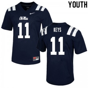 Youth Austin Keys Navy Ole Miss College Football #11 Jersey 803569-137