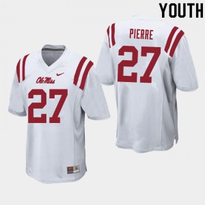 Youth Brandon Pierre White Ole Miss Rebels College Football #27 Jersey 206709-323