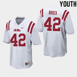 Youth Brooks Brock White Ole Miss College Football #42 Jersey 260077-783