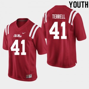 Youth CJ Terrell Red Ole Miss College Football #41 Jersey 504007-678