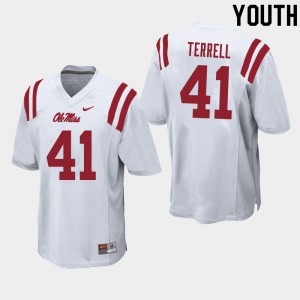 Youth CJ Terrell White University of Mississippi College Football #41 Jersey 563683-481